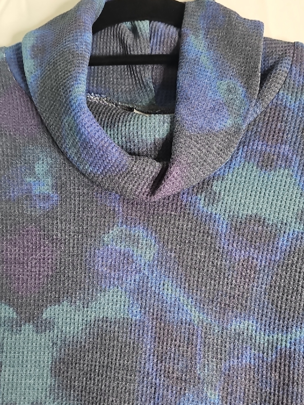 LuLaRoe Aubrey Blue and Purple Tie-Dye Waffle Knit Top - Picture 2 of 7